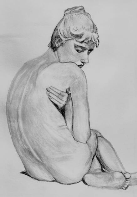 Derelitta (2024). Watercolor pencil and watercolor crayon on paper.