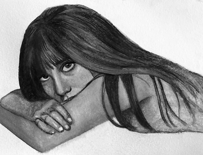 Jane (2024). Watercolor pencil, watercolor crayon, and pen on paper.