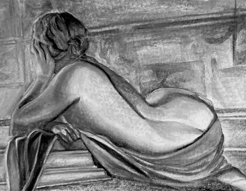 Urania (2025). Watercolor crayon and watercolor pencil on paper.